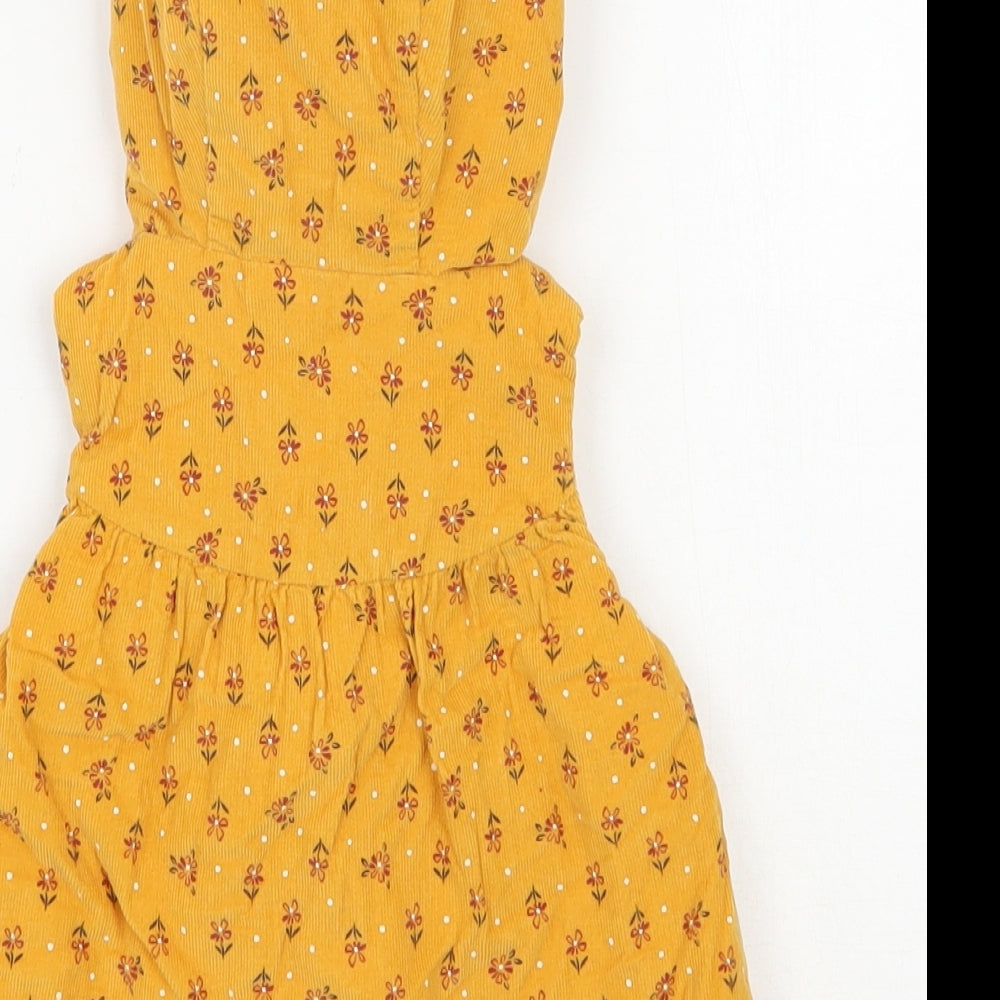 Aspen Girls Yellow Floral  Gilet Waistcoat Size 6-9 Months   Snap