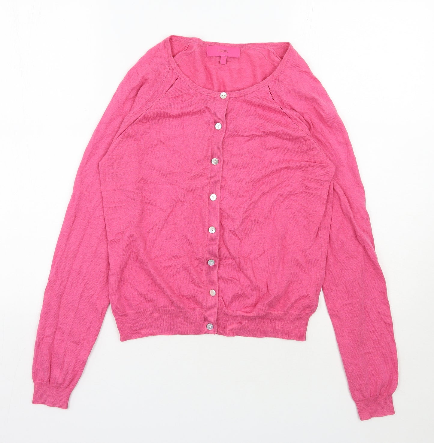 NEXT Womens Pink Scoop Neck  Cotton Cardigan Jumper Size 10