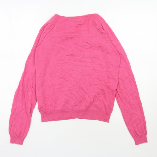 NEXT Womens Pink Scoop Neck  Cotton Cardigan Jumper Size 10