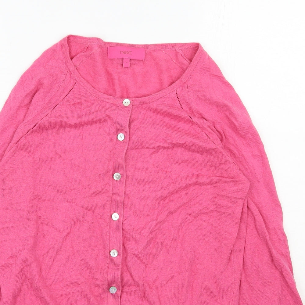 NEXT Womens Pink Scoop Neck  Cotton Cardigan Jumper Size 10