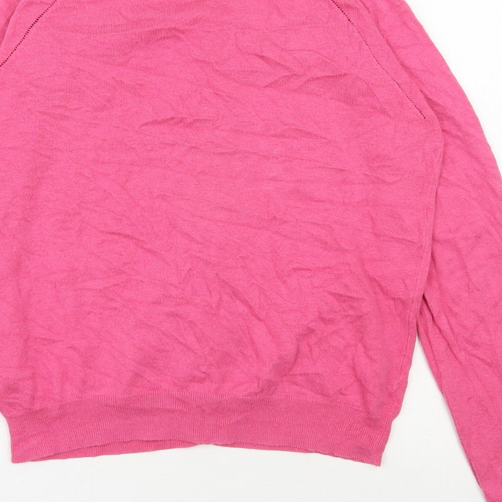 NEXT Womens Pink Scoop Neck  Cotton Cardigan Jumper Size 10