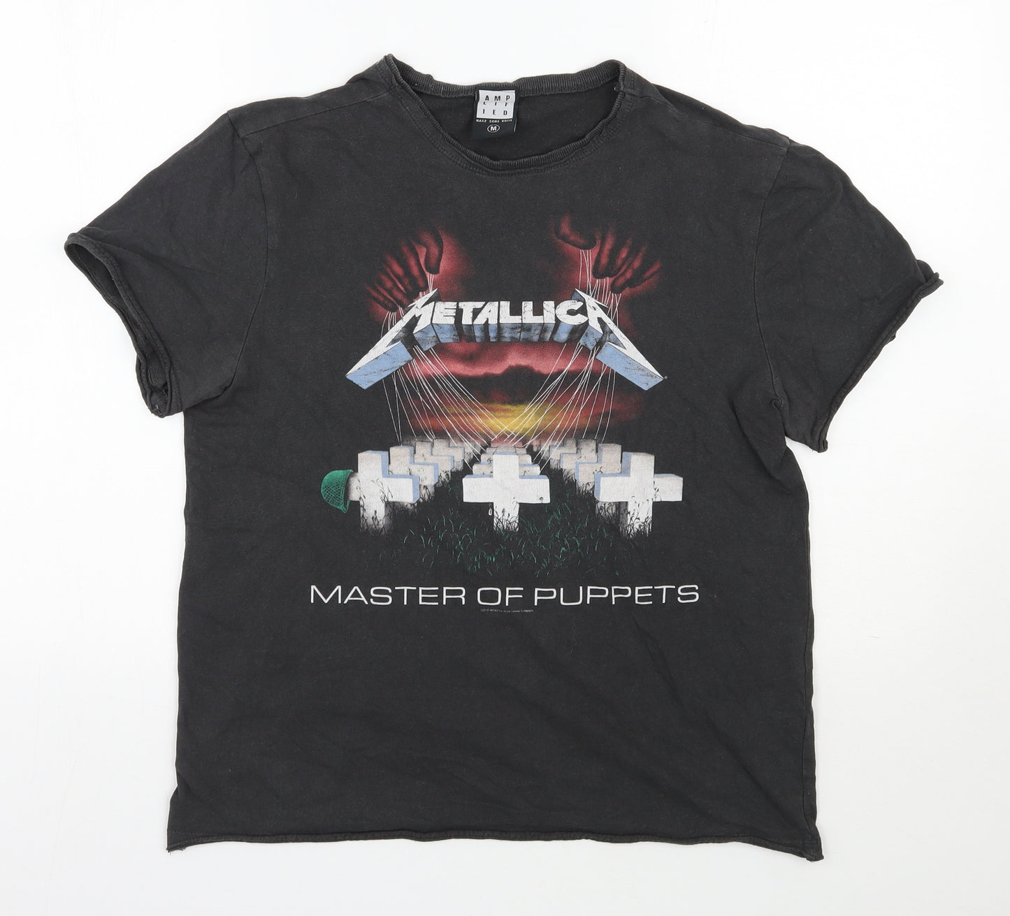 Amplified Mens Grey  Cotton  T-Shirt Size M Round Neck  - Metallica