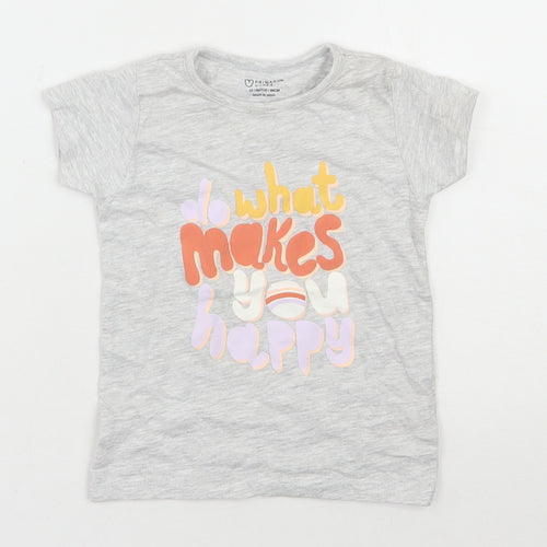 Primark Girls Grey  Cotton Basic T-Shirt Size 12-18 Months Round Neck Pullover