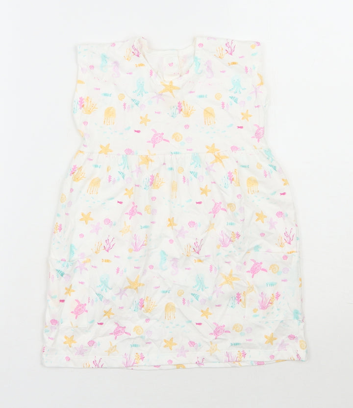 George Girls White 100% Cotton A-Line Size 12-18 Months Round Neck Pullover