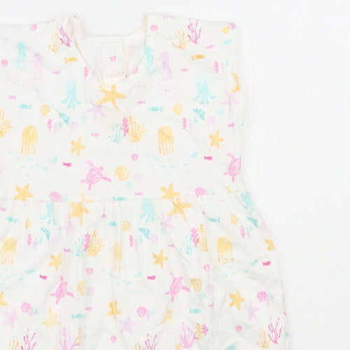 George Girls White  100% Cotton A-Line  Size 12-18 Months  Round Neck Pullover