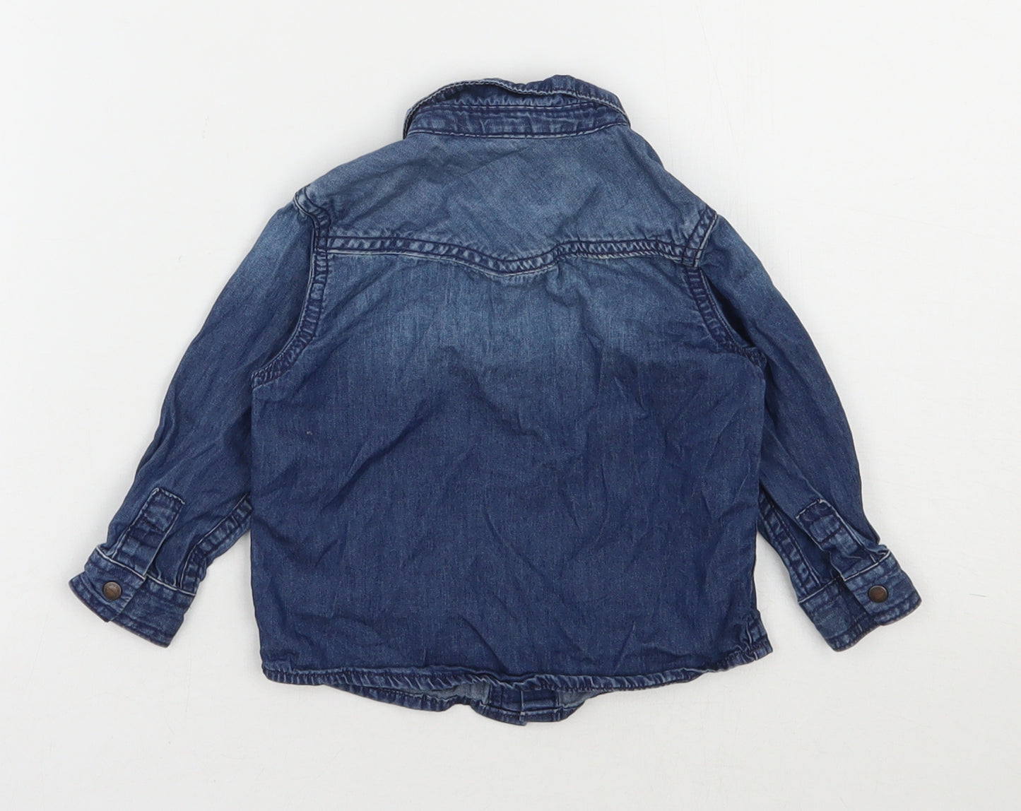 NEXT Boys Blue  100% Cotton Basic Button-Up Size 9-12 Months Collared Snap