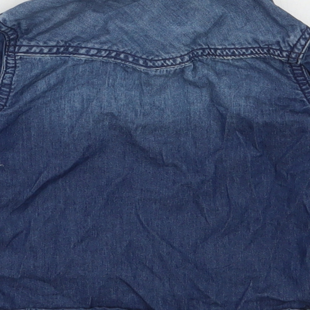 NEXT Boys Blue  100% Cotton Basic Button-Up Size 9-12 Months Collared Snap