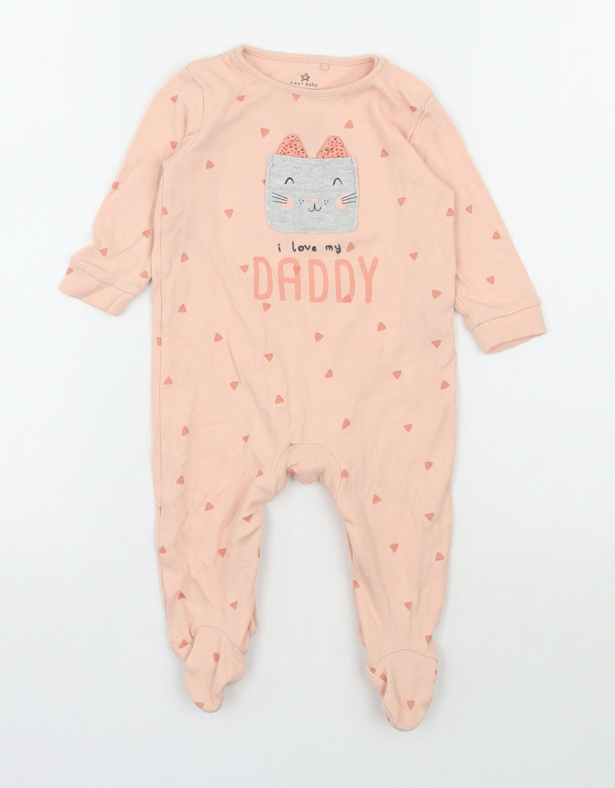NEXT Boys Pink  100% Cotton Babygrow One-Piece Size 6-9 Months  Snap - I love my Daddy