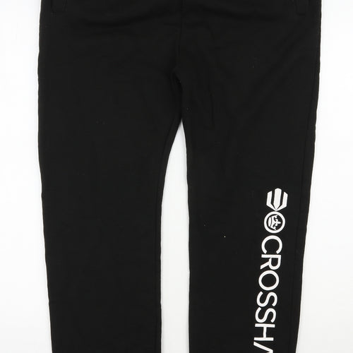 Crosshatch Mens Black  Cotton Sweatpants Trousers Size XL L29 in Regular Drawstring