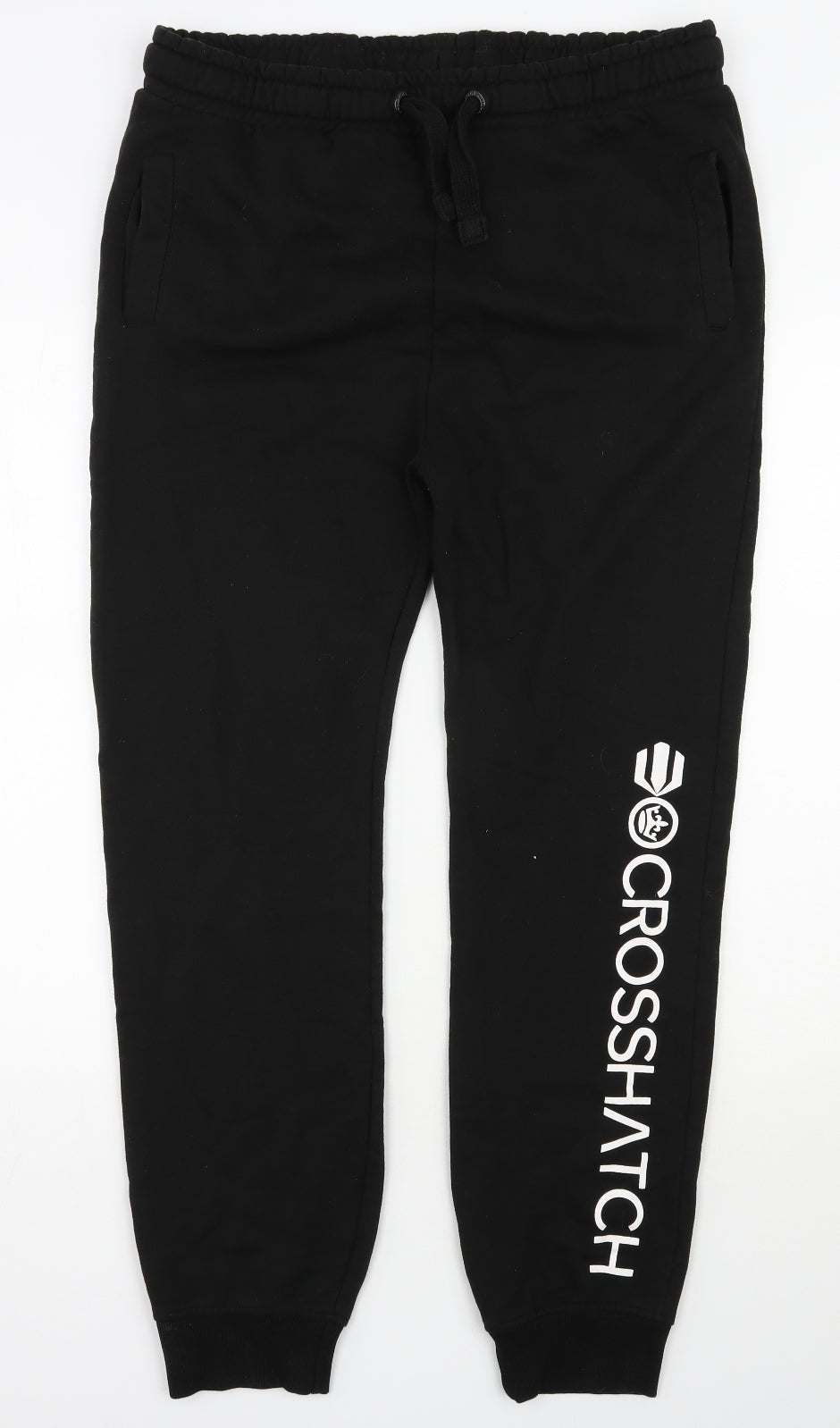 Crosshatch Mens Black  Cotton Sweatpants Trousers Size XL L29 in Regular Drawstring