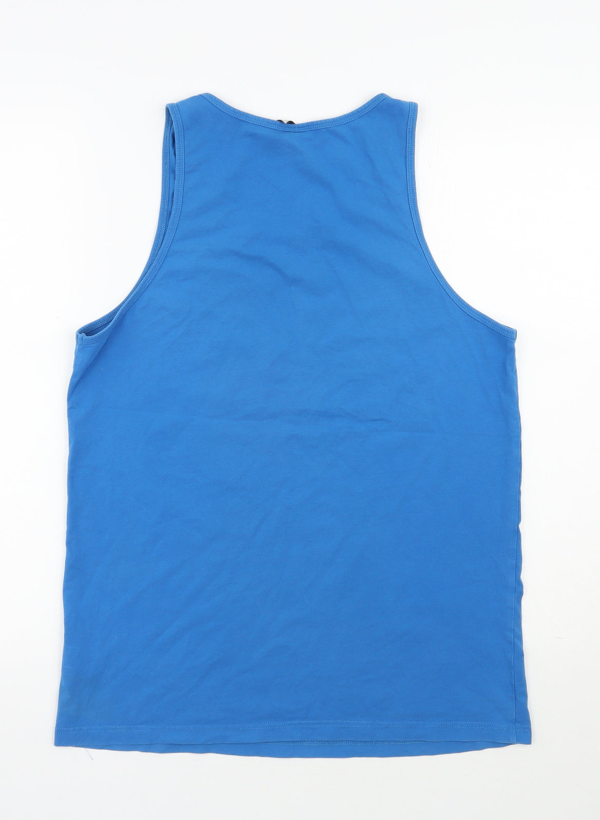 Gymshark Mens Blue  Cotton Basic Tank Size M Scoop Neck Pullover