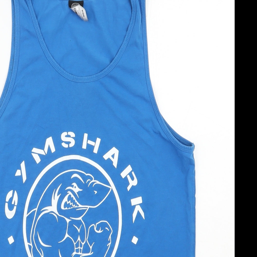Gymshark Mens Blue  Cotton Basic Tank Size M Scoop Neck Pullover