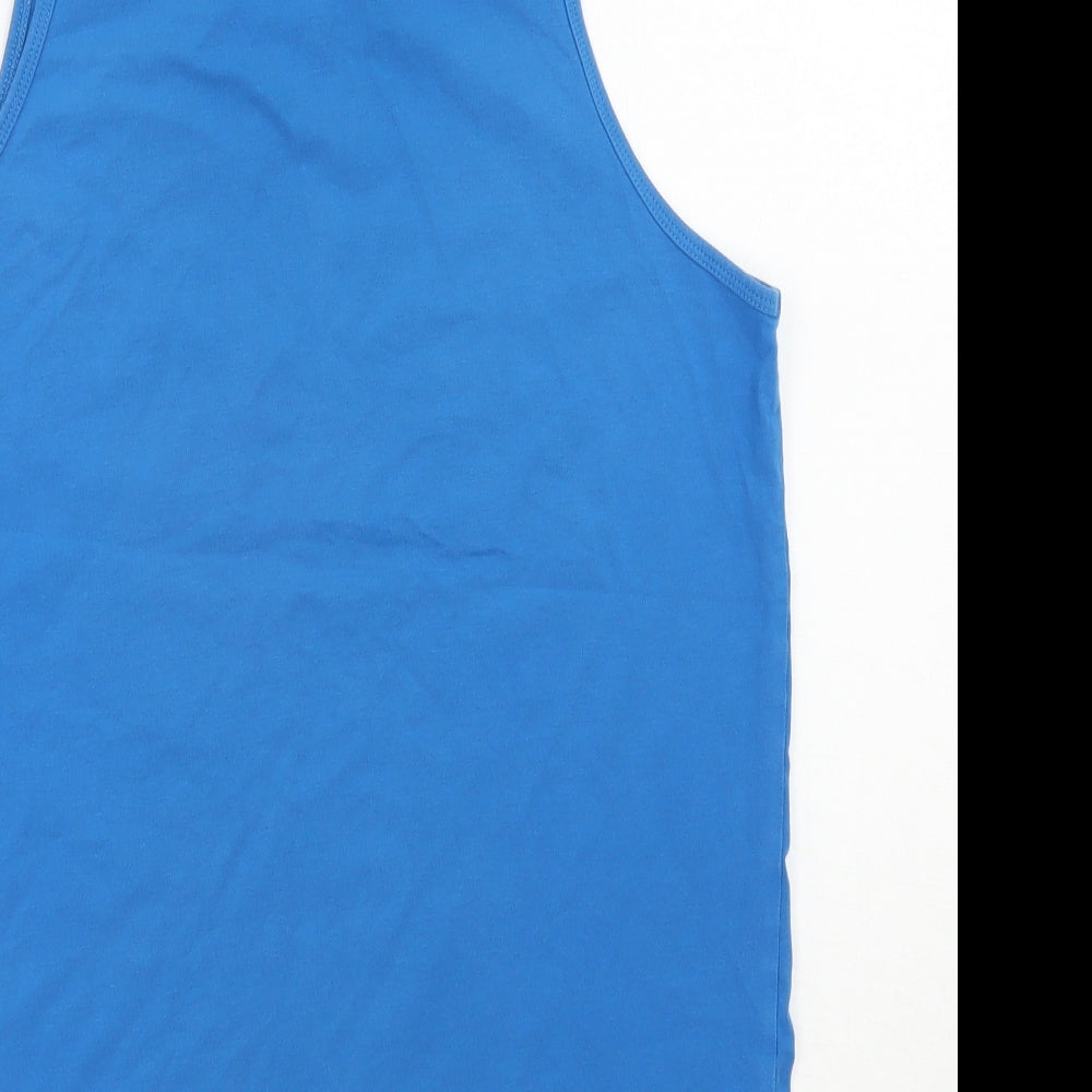 Gymshark Mens Blue  Cotton Basic Tank Size M Scoop Neck Pullover