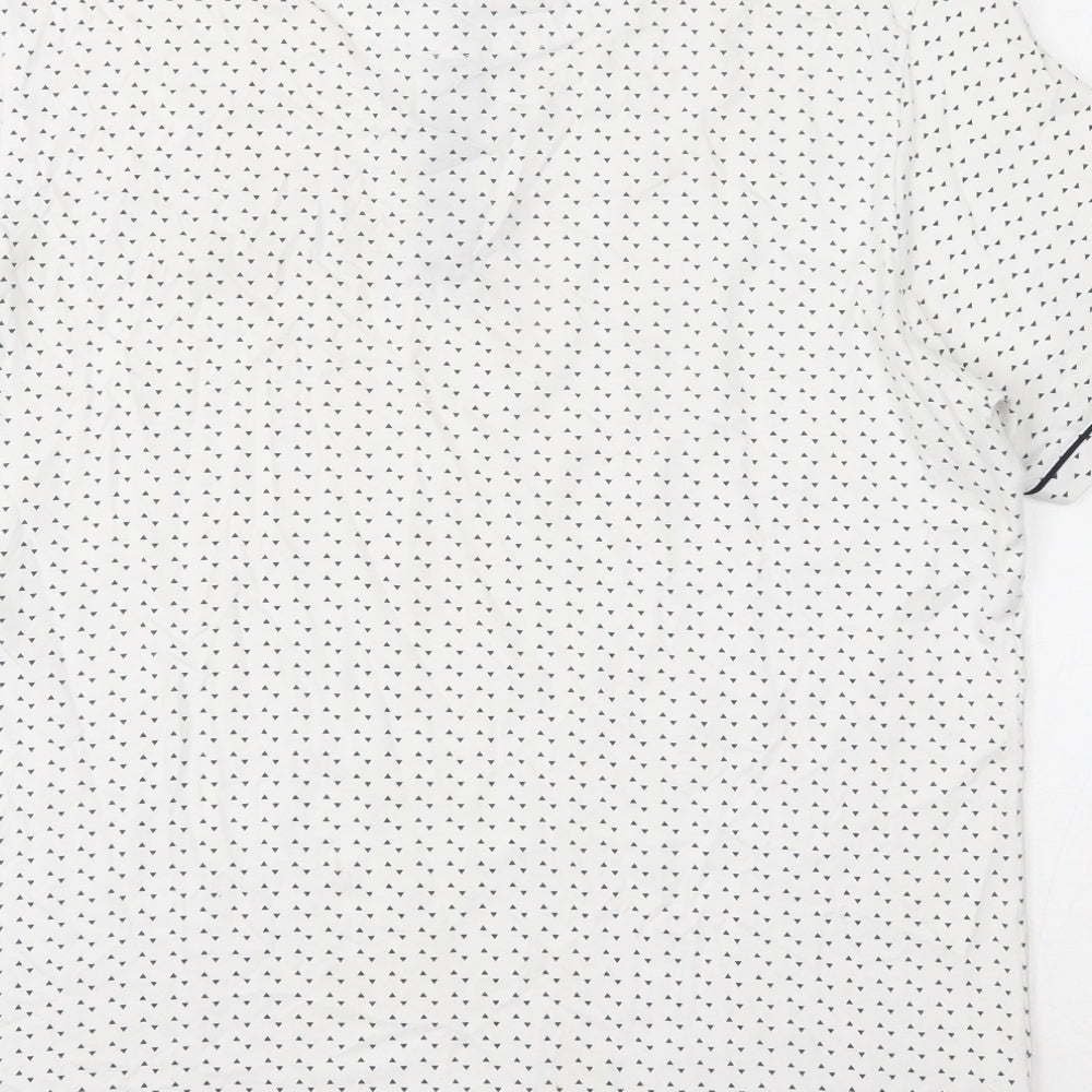 Bewley Ritch  Mens White Geometric 100% Cotton  Polo Size XL Collared Button