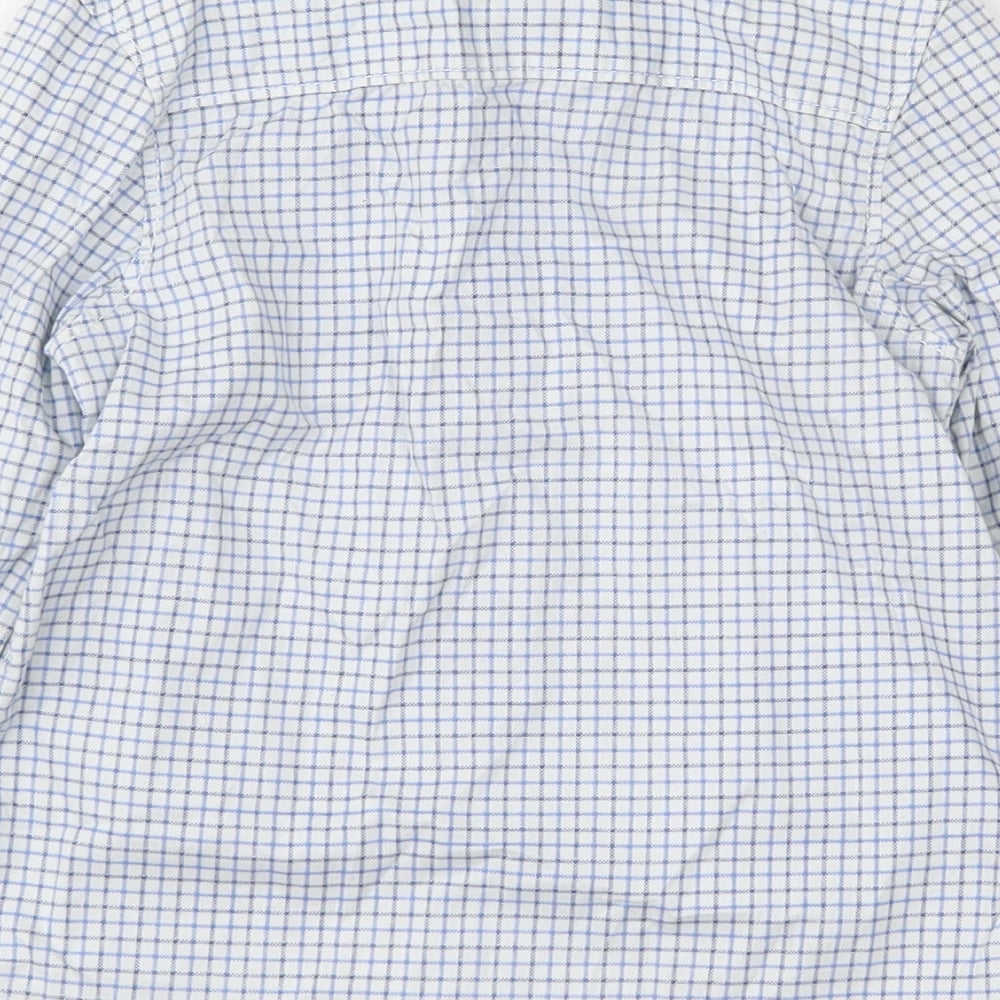 H&M Boys White Check 100% Cotton Basic Button-Up Size 3-4 Years Collared Button