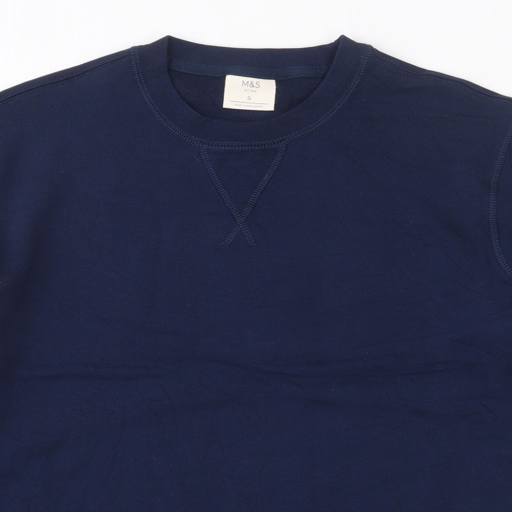 Marks and Spencer Mens Blue  Cotton Pullover Sweatshirt Size S