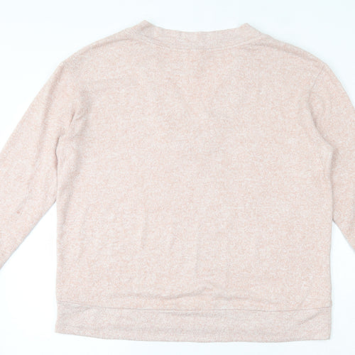 H&M Womens Pink V-Neck  Viscose Pullover Jumper Size M