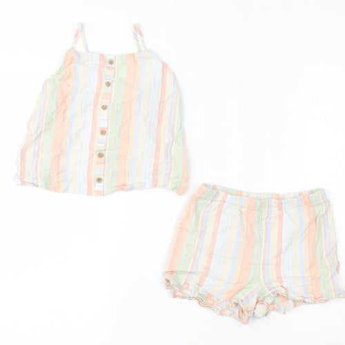 George Girls Multicoloured Striped Cotton Cami Pyjama Set Size 5-6 Years