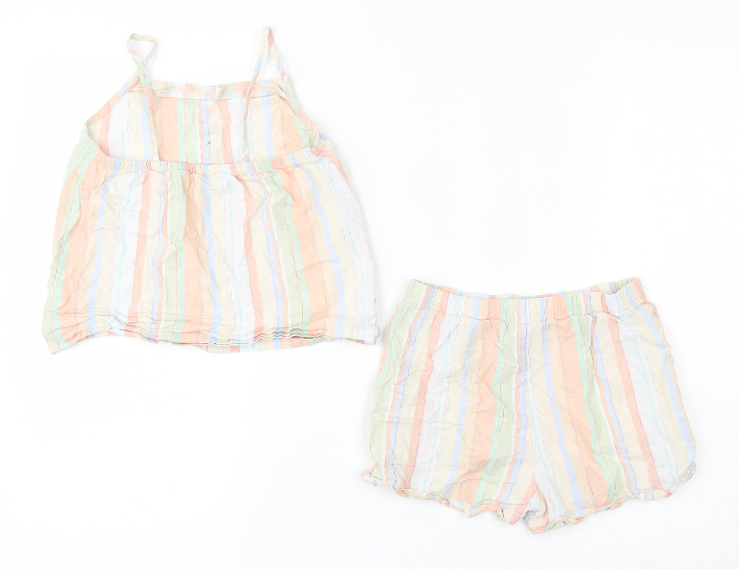 George Girls Multicoloured Striped Cotton Cami Pyjama Set Size 5-6 Years