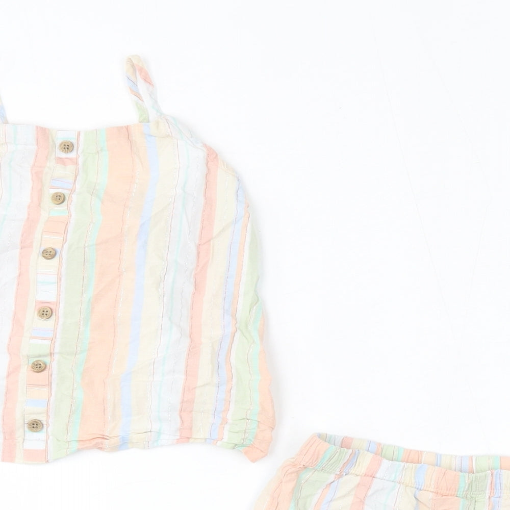 George Girls Multicoloured Striped Cotton Cami Pyjama Set Size 5-6 Years