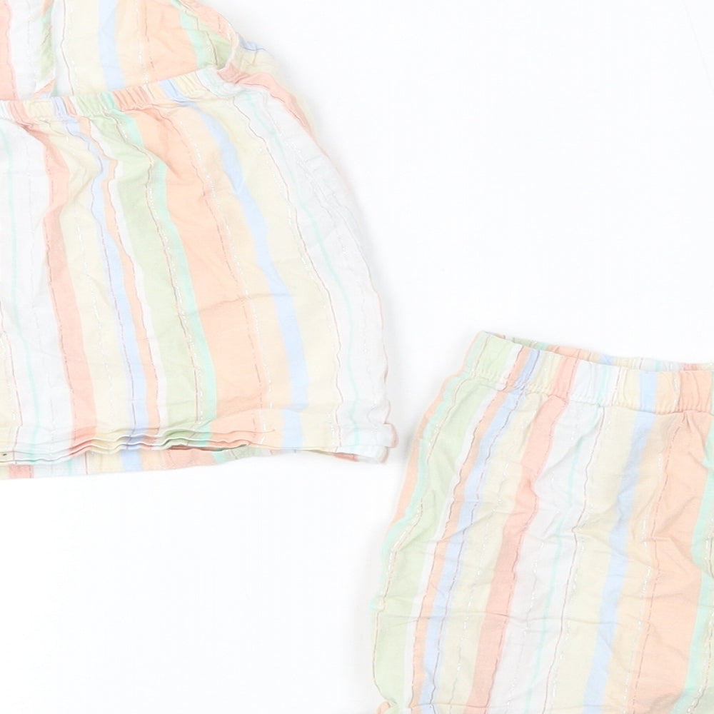 George Girls Multicoloured Striped Cotton Cami Pyjama Set Size 5-6 Years