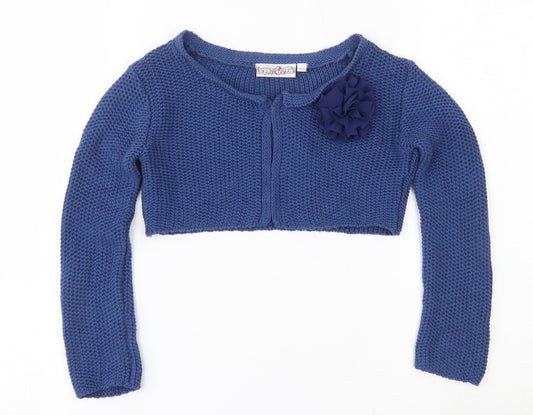 HAPPY GIRLS Girls Blue Round Neck  Polyester Shrug Jumper Size 5-6 Years  Button