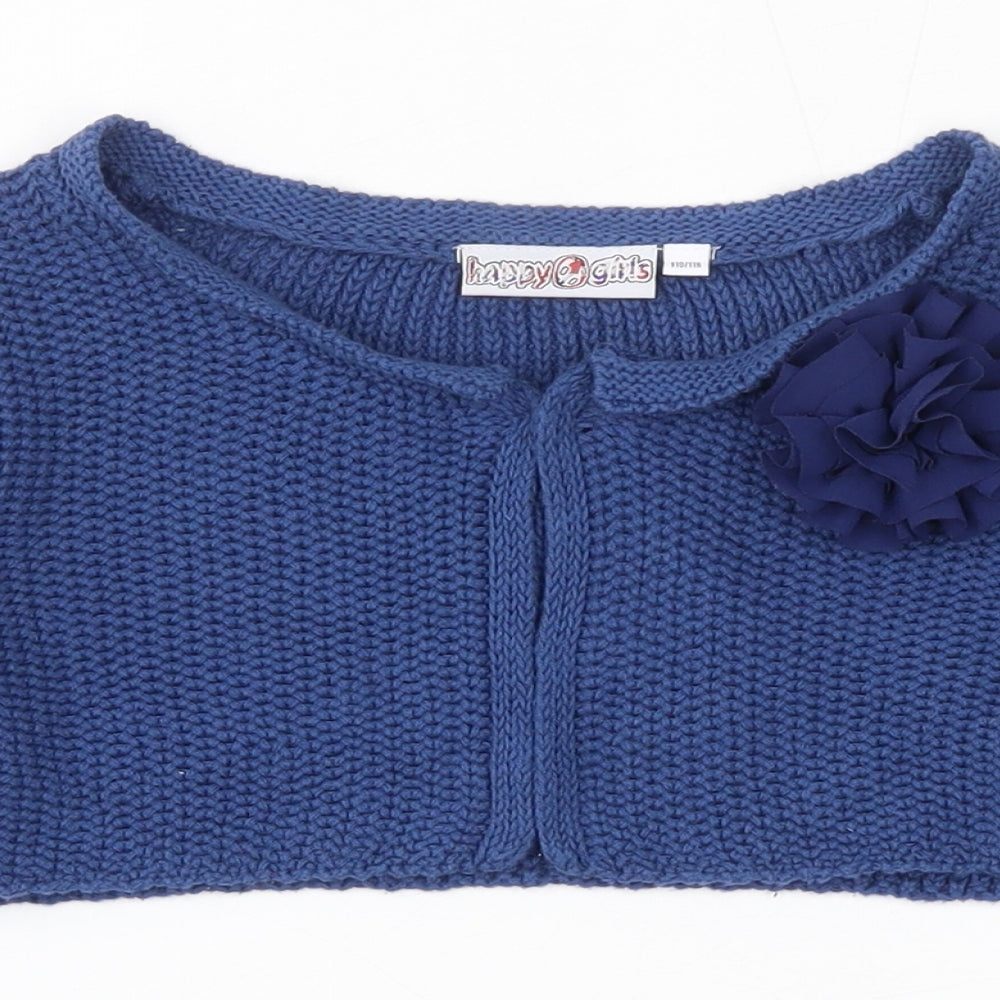 HAPPY GIRLS Girls Blue Round Neck  Polyester Shrug Jumper Size 5-6 Years  Button