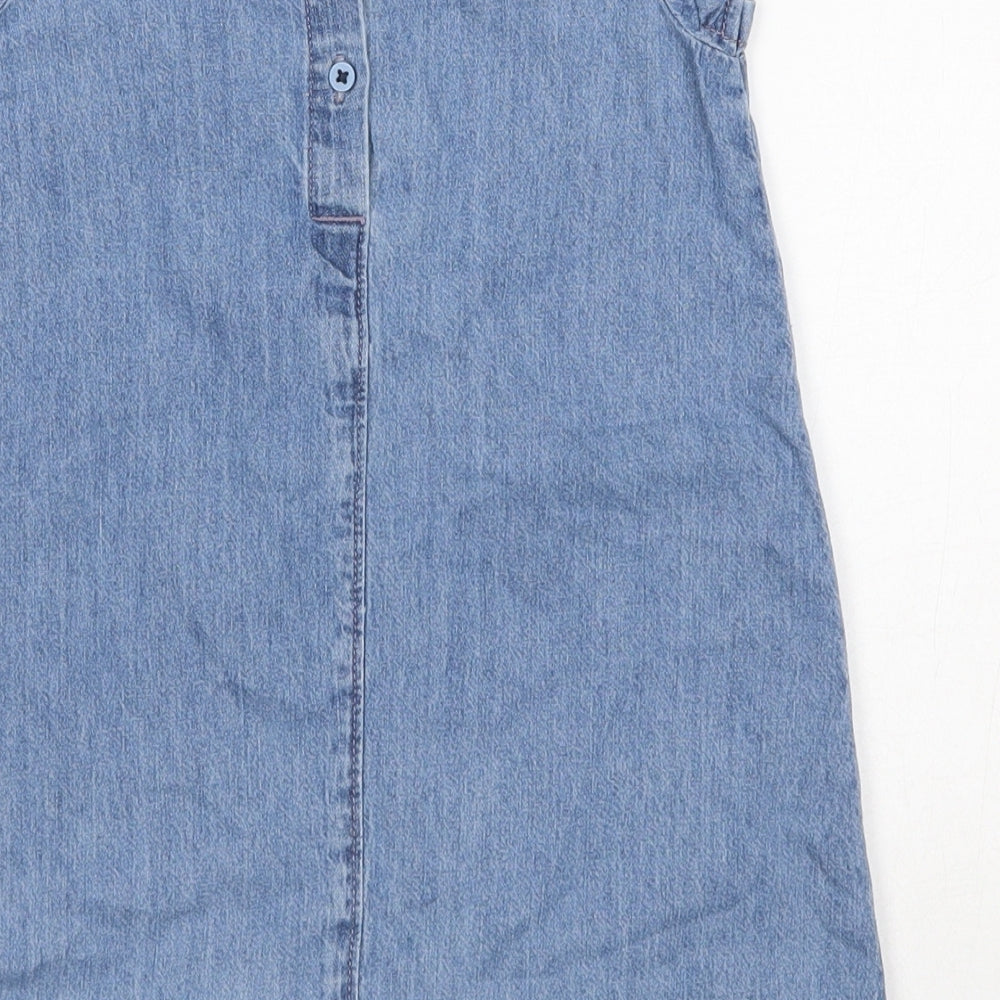 Matalan Girls Blue  100% Cashmere Skater Dress  Size 3-4 Years  Round Neck Button