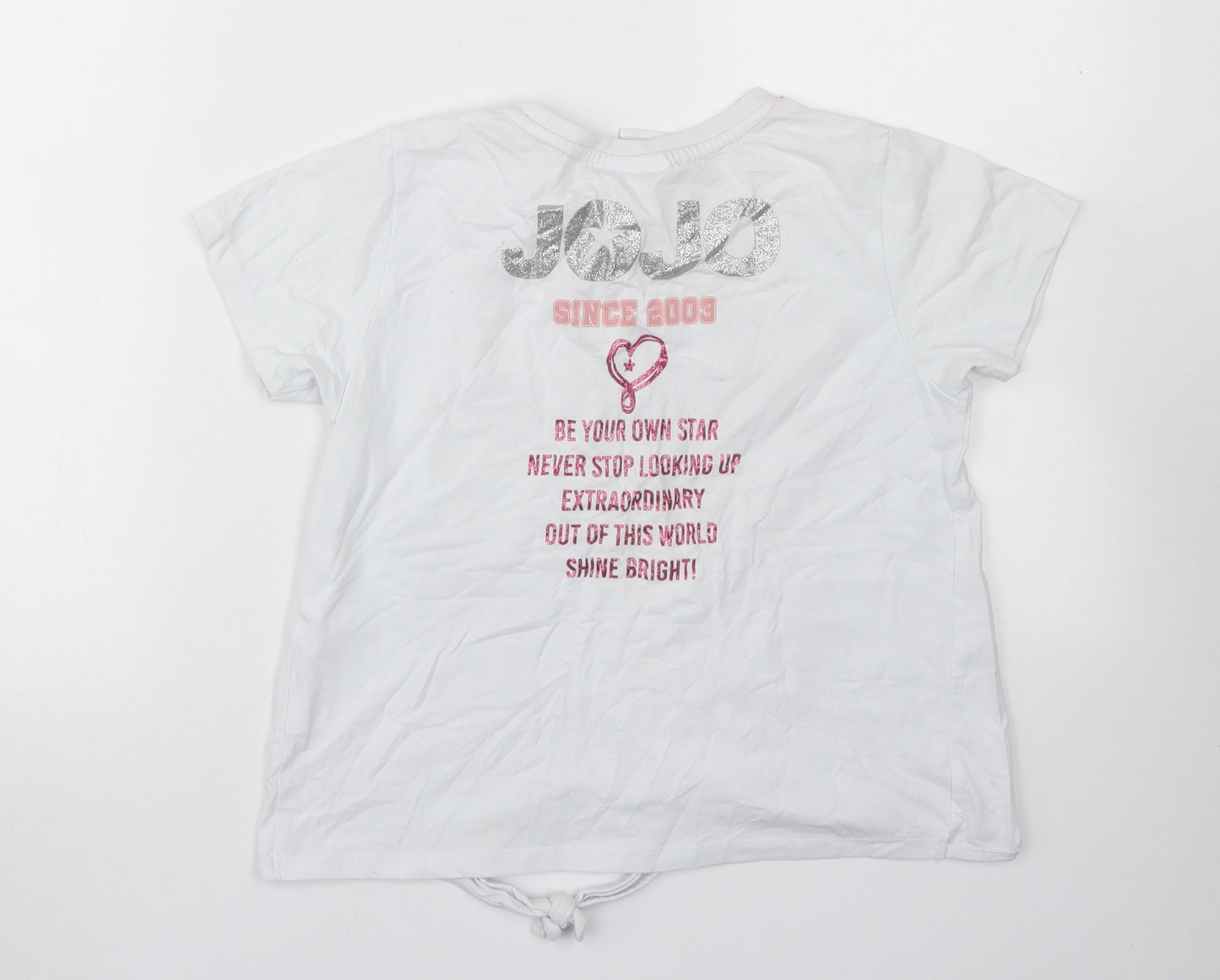 Primark Girls White  Cotton Cropped T-Shirt Size 10-11 Years Crew Neck  - Jojo Siwa, Tie Front