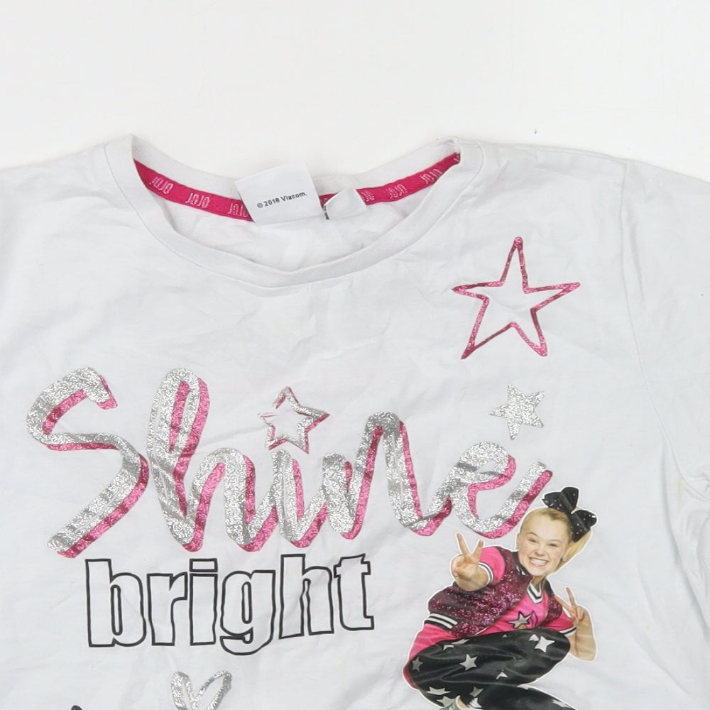 Primark Girls White  Cotton Cropped T-Shirt Size 10-11 Years Crew Neck  - Jojo Siwa, Tie Front