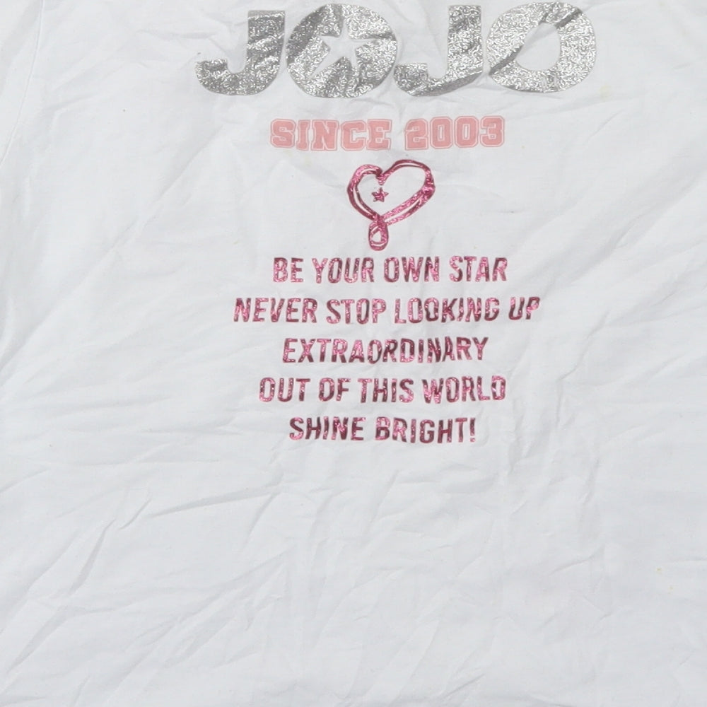 Primark Girls White  Cotton Cropped T-Shirt Size 10-11 Years Crew Neck  - Jojo Siwa, Tie Front