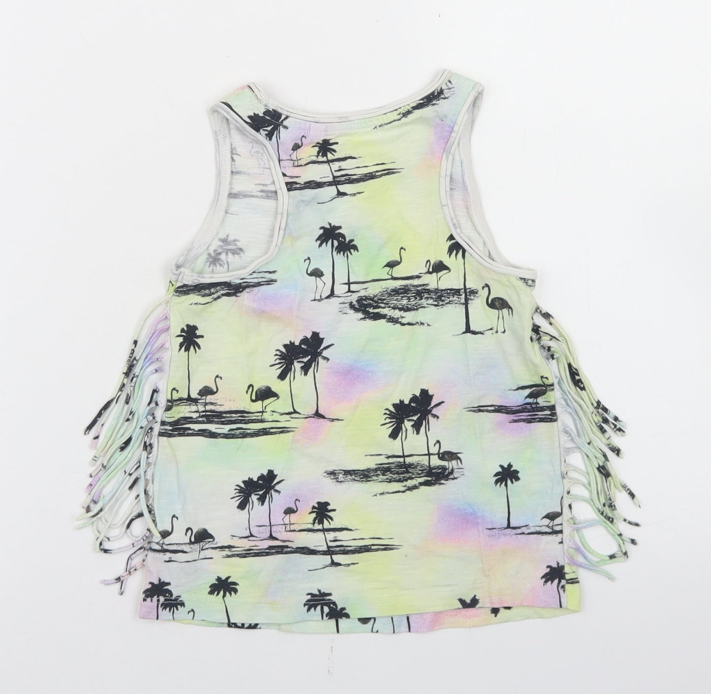 NEXT Girls Multicoloured  Cotton Basic Tank Size 5 Years Round Neck  - Palm Tree Print