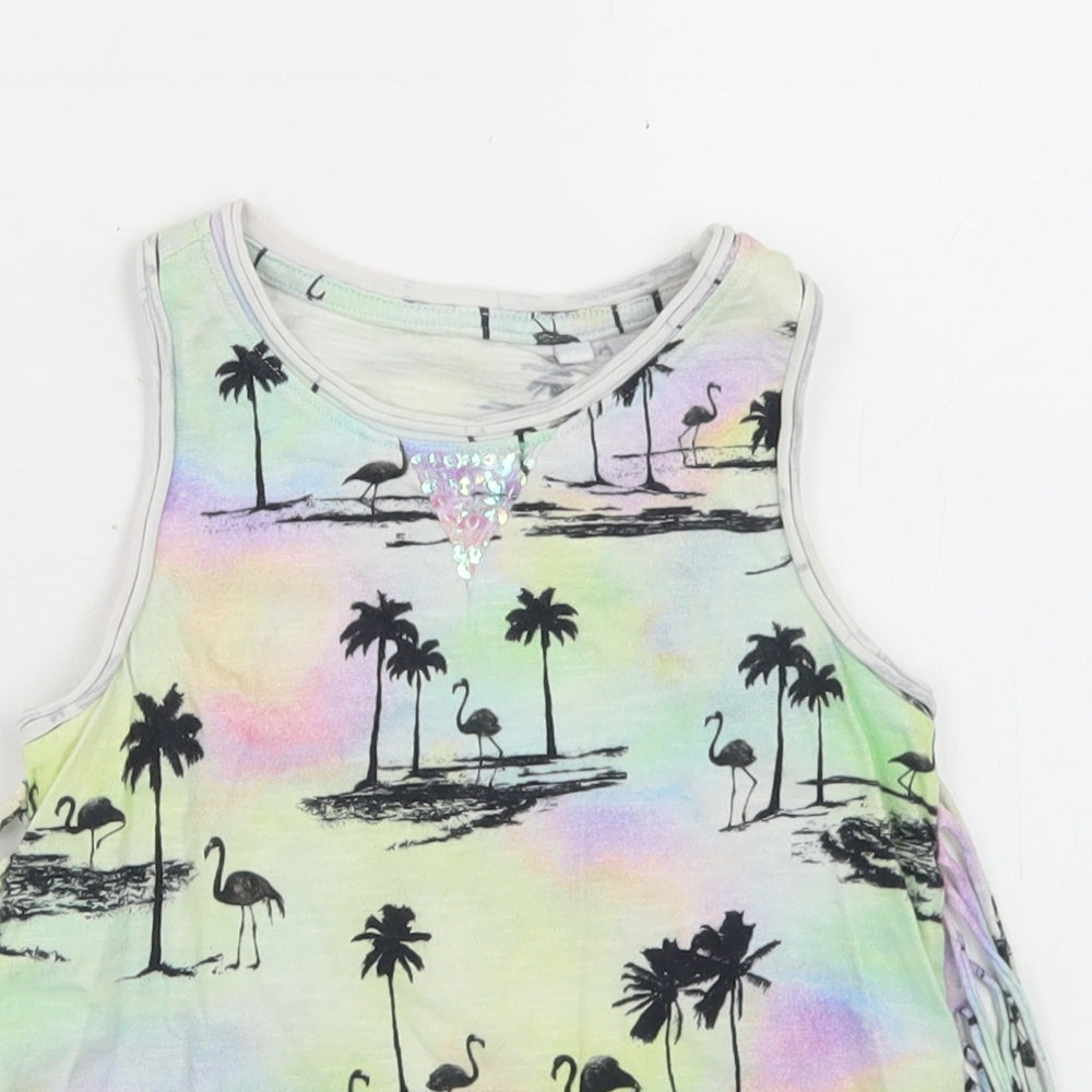 NEXT Girls Multicoloured  Cotton Basic Tank Size 5 Years Round Neck  - Palm Tree Print