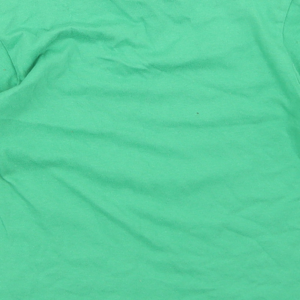 Marks and Spencer Boys Green  Cotton Basic T-Shirt Size 5-6 Years Crew Neck  - S is for Snake