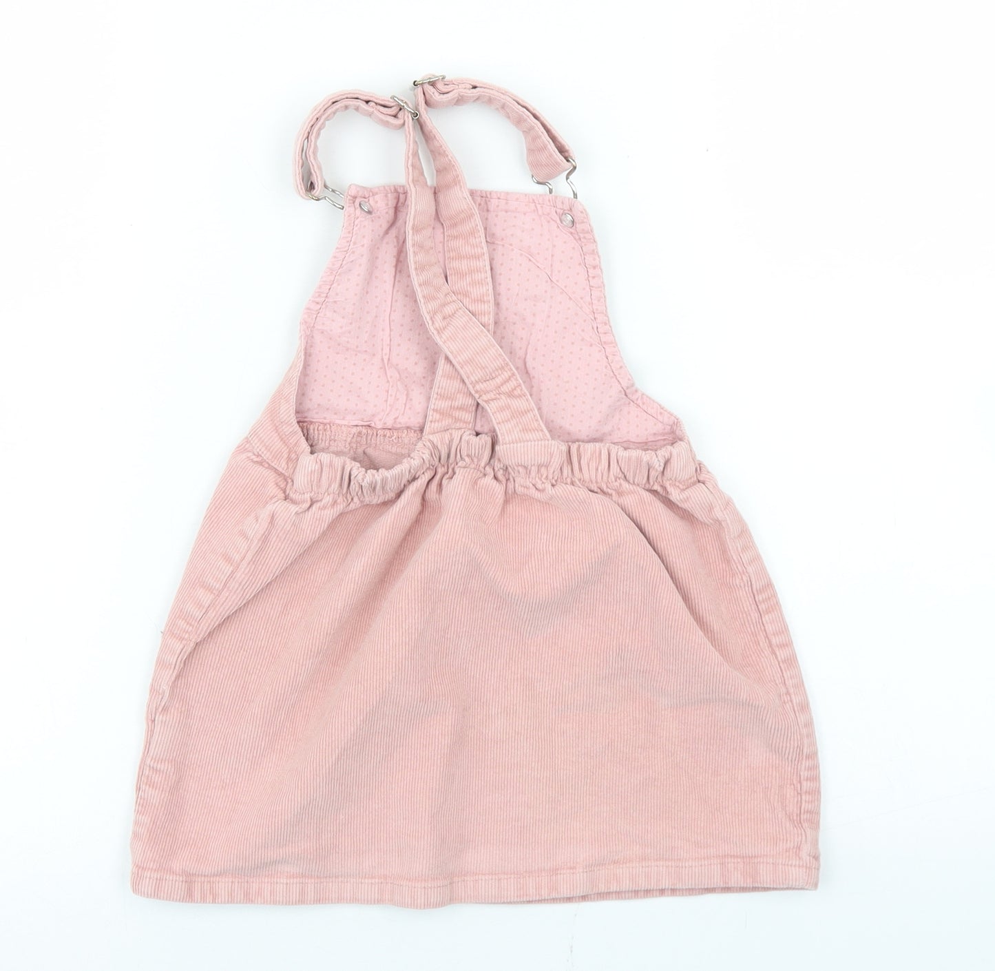 Matalan Girls Pink  Cotton Pinafore/Dungaree Dress  Size 3-4 Years  Square Neck Button
