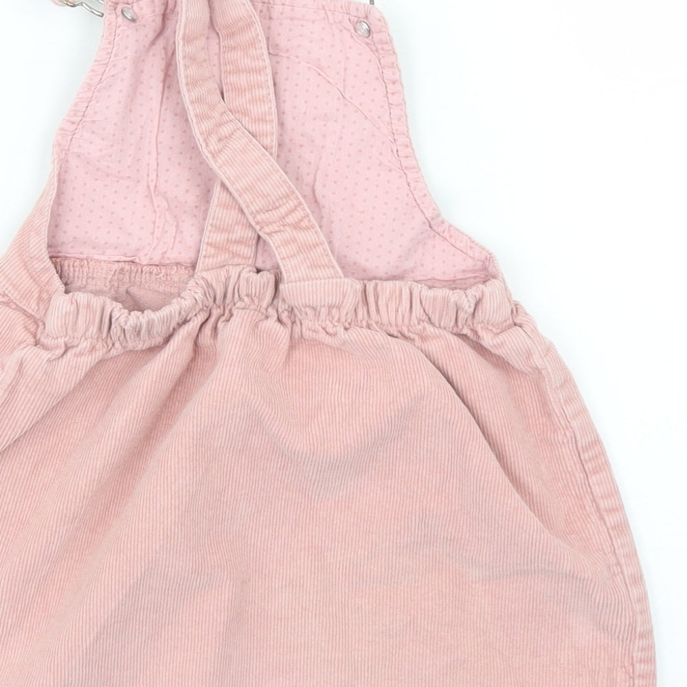 Matalan Girls Pink  Cotton Pinafore/Dungaree Dress  Size 3-4 Years  Square Neck Button