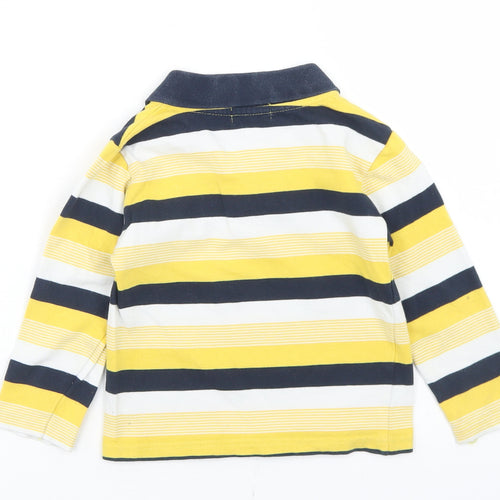 Bennie Kids Boys Yellow Striped Cotton Basic Polo Size 2 Years Collared Button