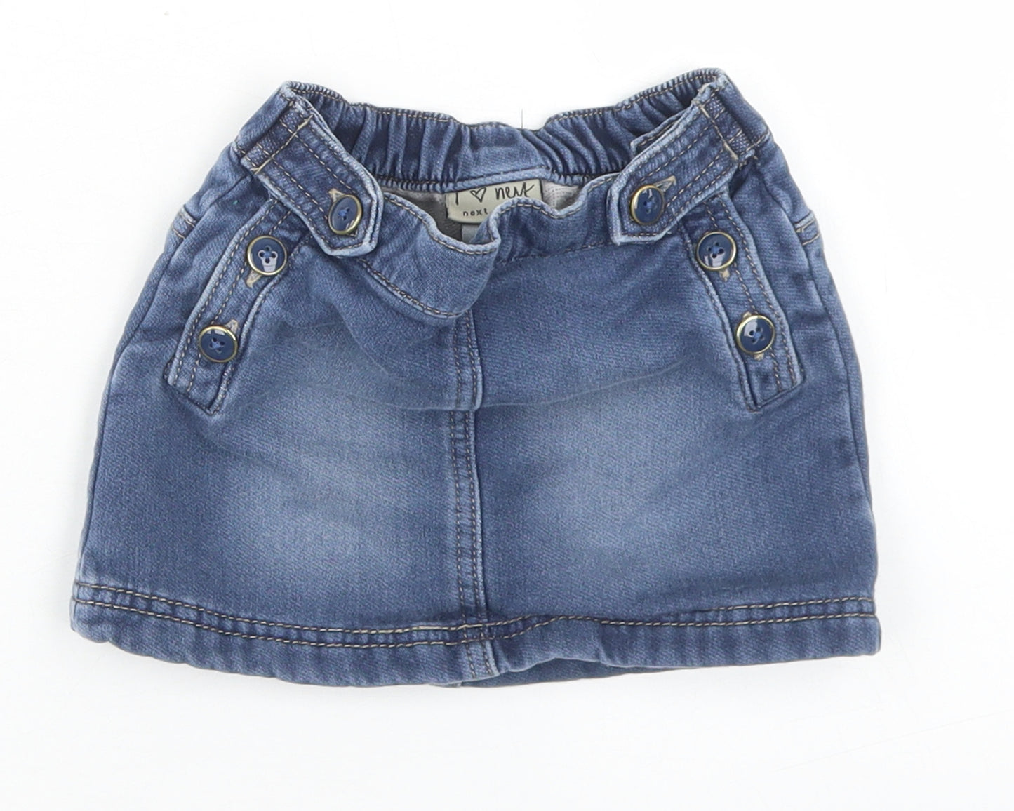 NEXT Girls Blue  Cotton A-Line Skirt Size 12-18 Months  Button