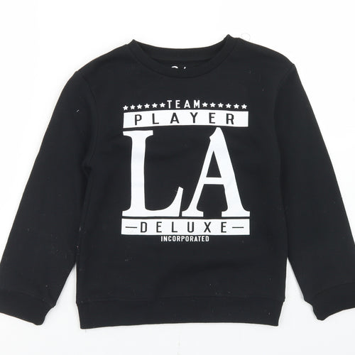Rebel Boys Black  Polyester Pullover Sweatshirt Size 8-9 Years   - Team Player