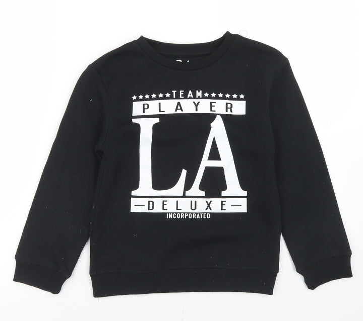 Rebel Boys Black  Polyester Pullover Sweatshirt Size 8-9 Years   - Team Player