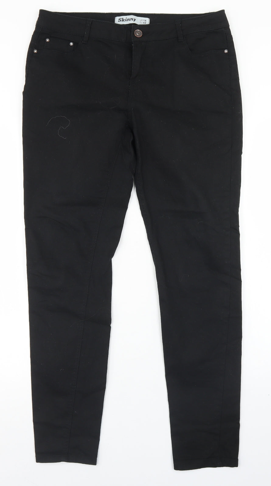 New Look Womens Black  Cotton Skinny Jeans Size 14 L29 in Regular Button