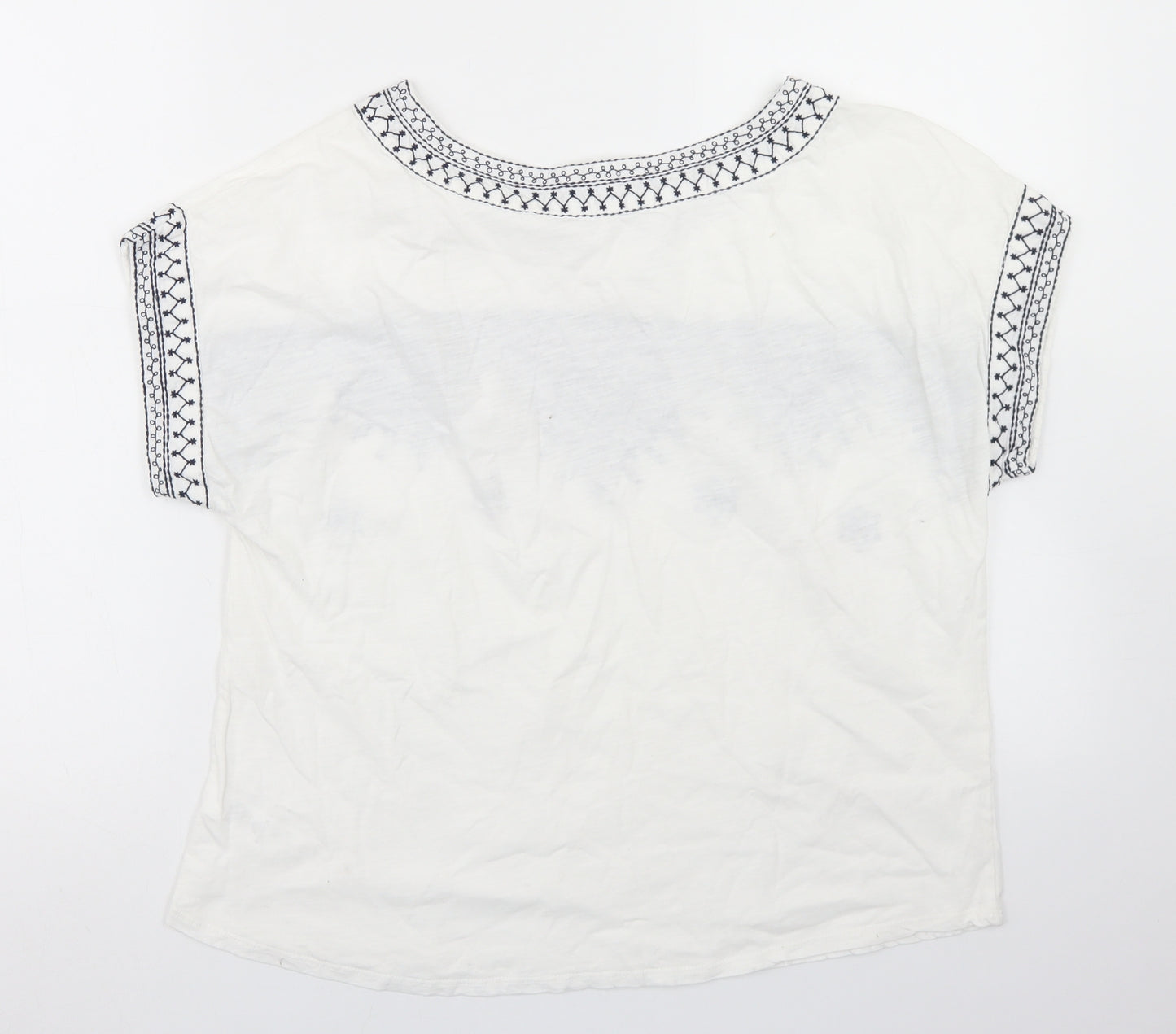 TU Womens White  Cotton Basic T-Shirt Size 12 Round Neck