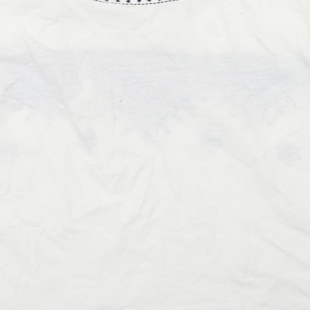 TU Womens White  Cotton Basic T-Shirt Size 12 Round Neck