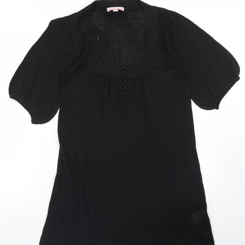 Nouveau Luxe Womens Black Scoop Neck  Viscose Tunic Jumper Size 12