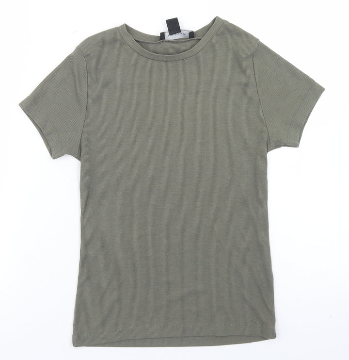 Atmosphere Womens Green  Polyester Cropped T-Shirt Size 8 Round Neck