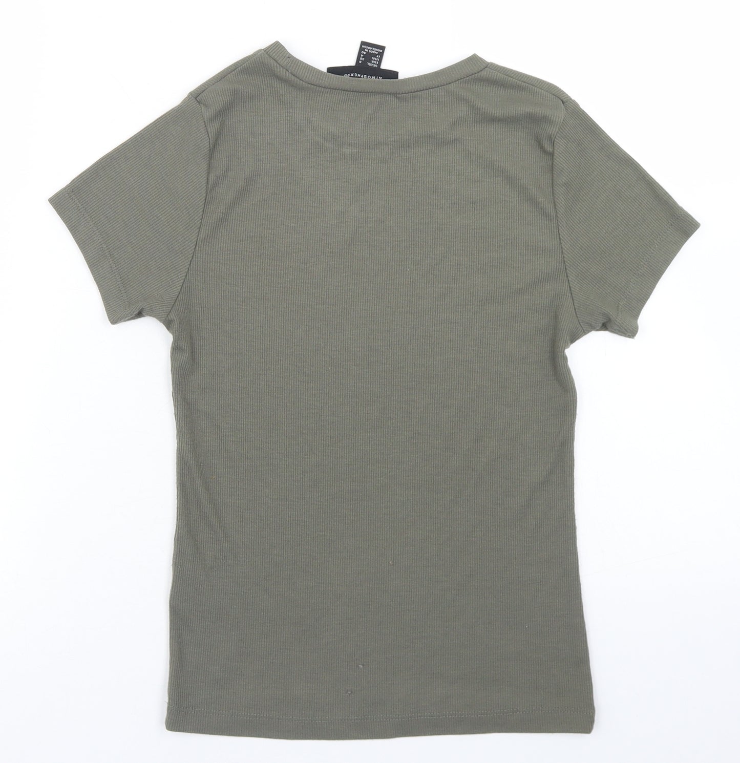 Atmosphere Womens Green  Polyester Cropped T-Shirt Size 8 Round Neck