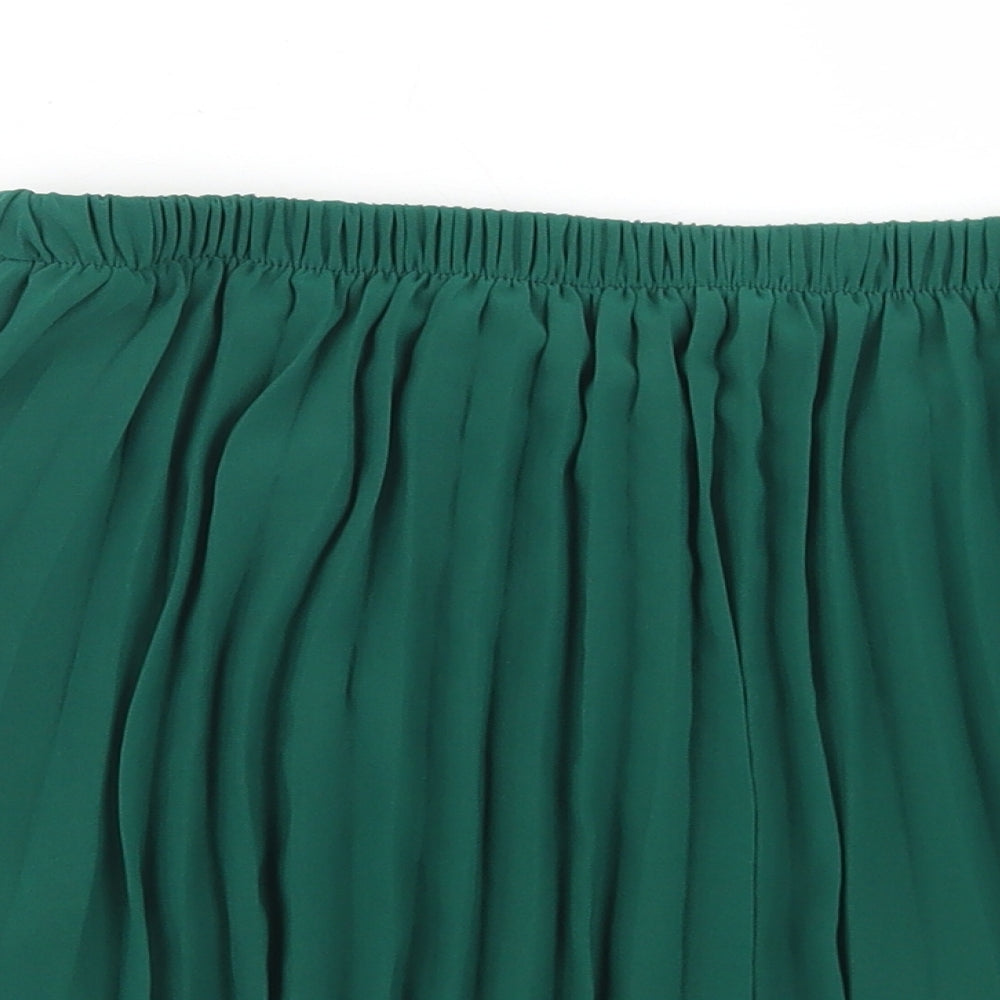 Missguided Womens Green  Polyester Pleated Skirt Size S