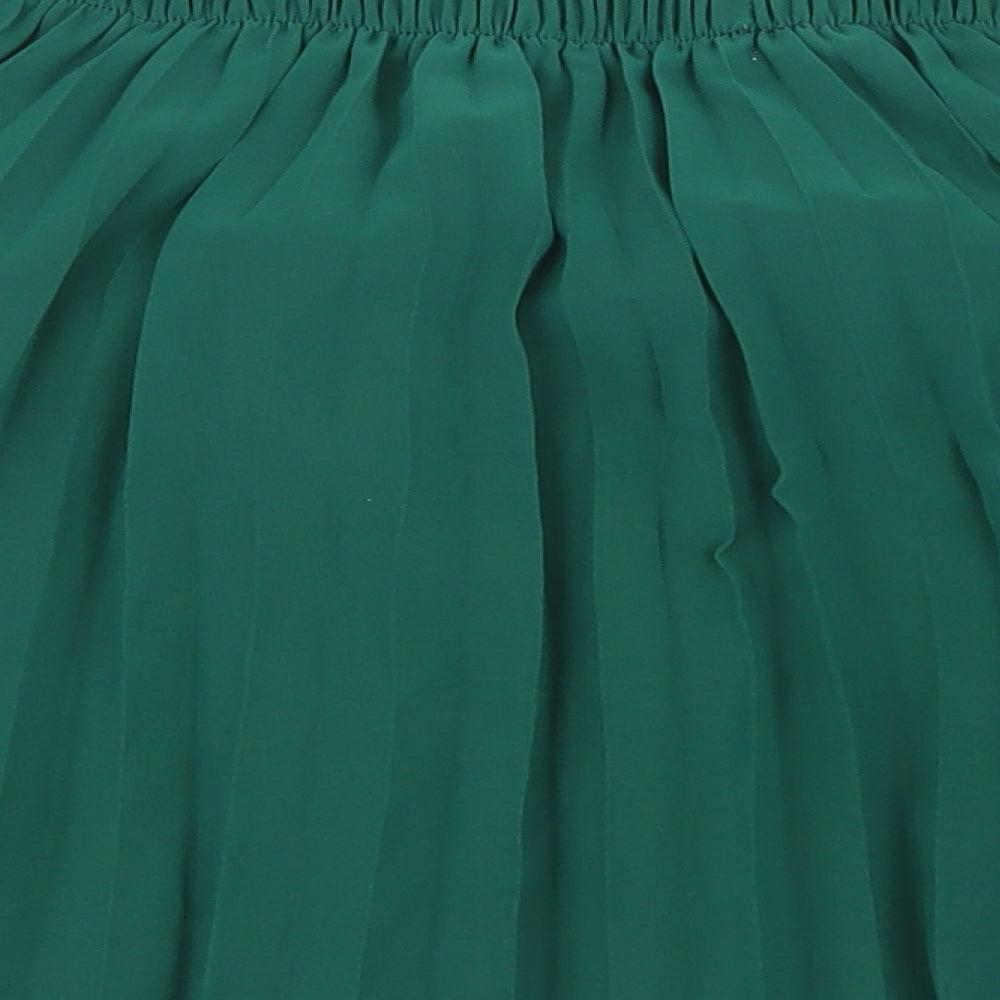Missguided Womens Green  Polyester Pleated Skirt Size S