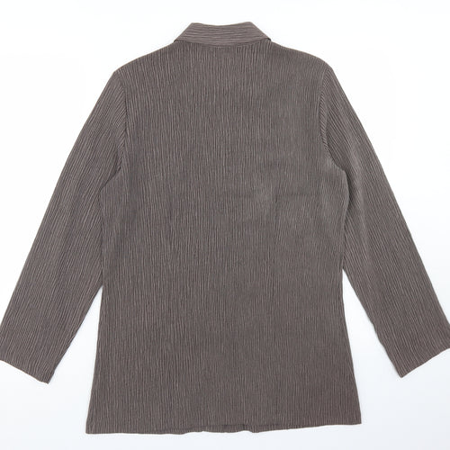 Marks and Spencer Womens Brown  Polyester Basic Button-Up Size 10 Collared