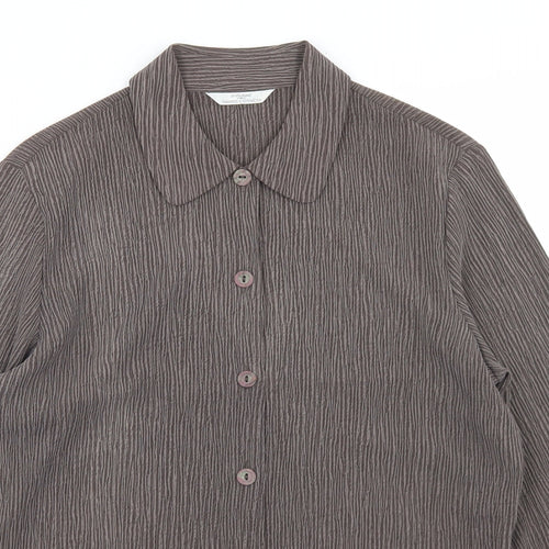 Marks and Spencer Womens Brown  Polyester Basic Button-Up Size 10 Collared